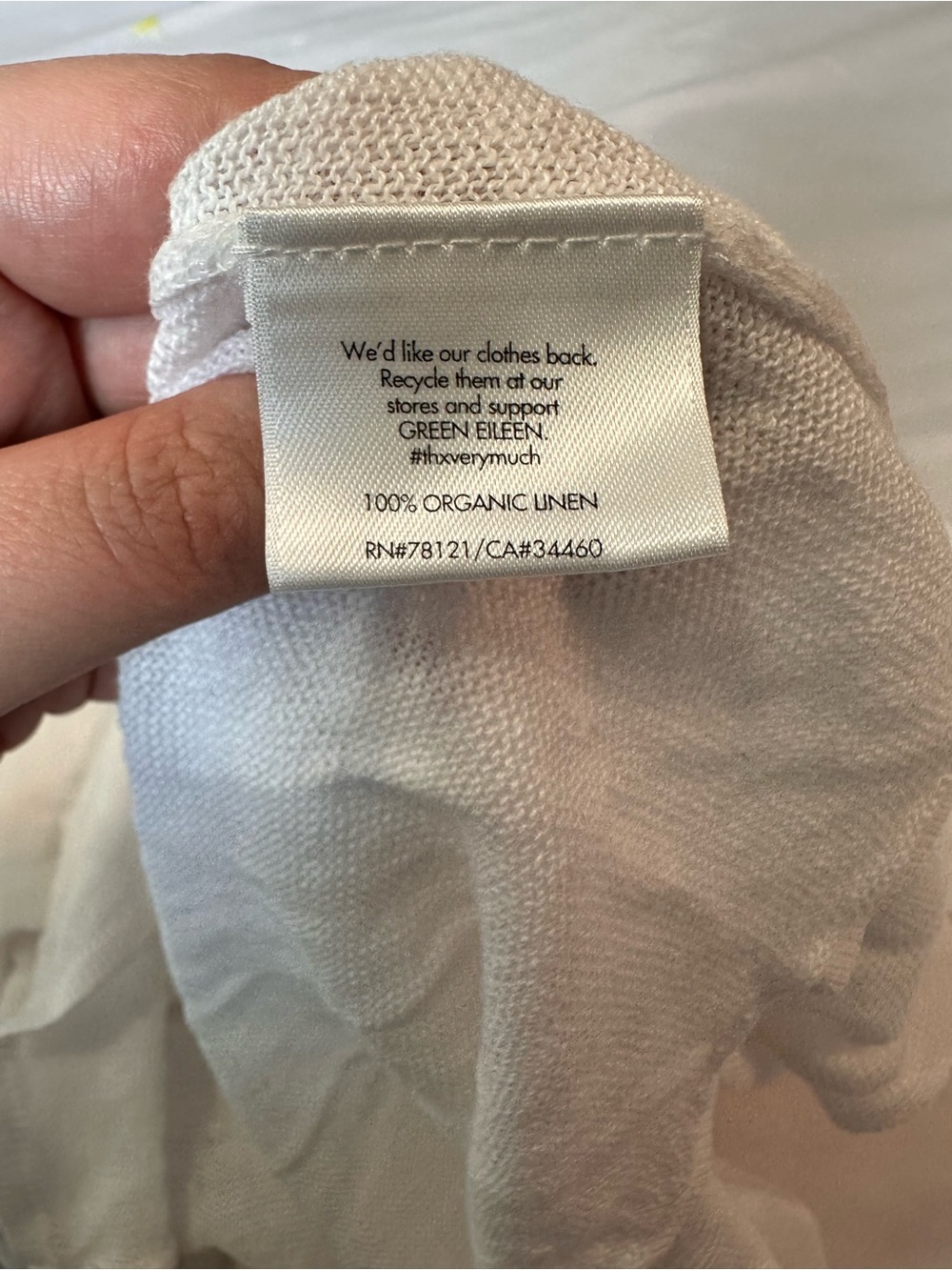 Eileen Fisher 100% Organic Linen Knit Short Sleeve Top White XS Oversized Sheer - Picture 6 of 7